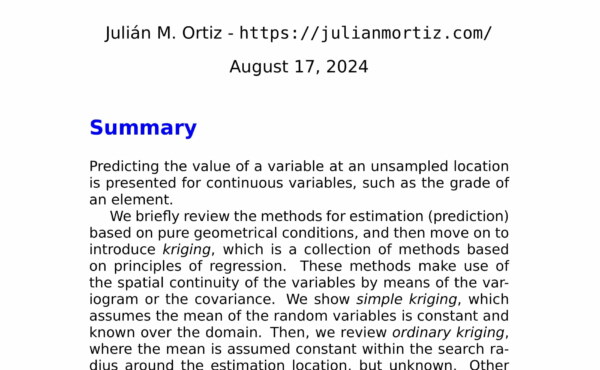 Geostatistics: Estimation